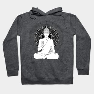 Black and White Buddha with Mandala Hoodie